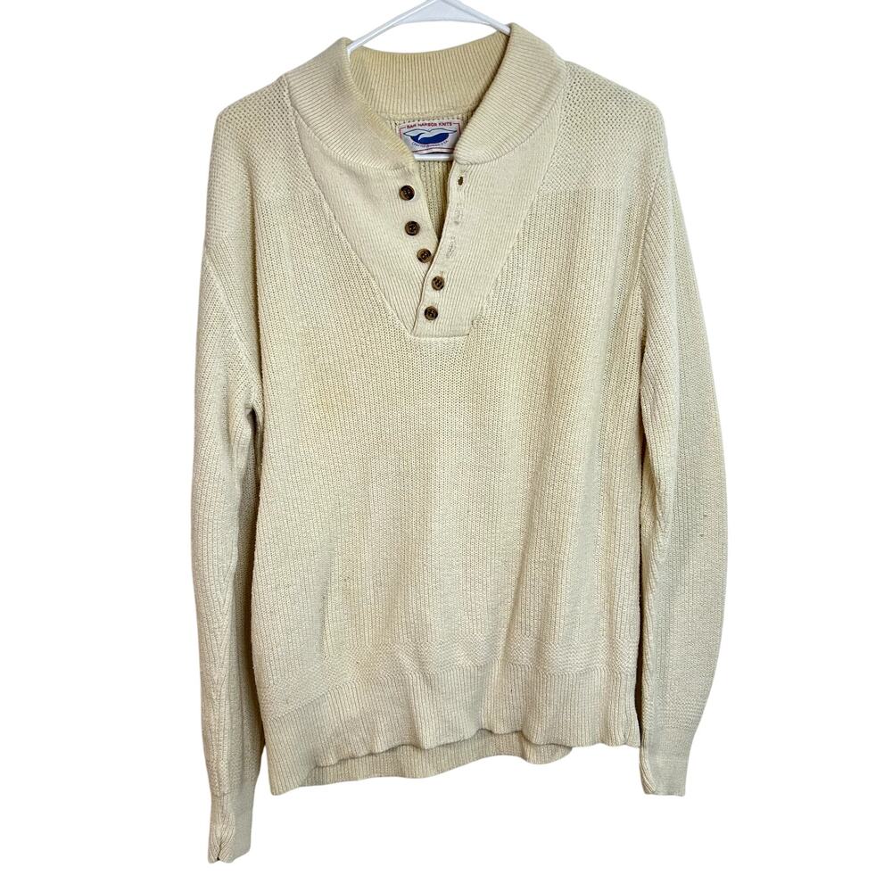 American Vintage Bar Harbor Knits Cream Popover Sweater Mens SIze Medium